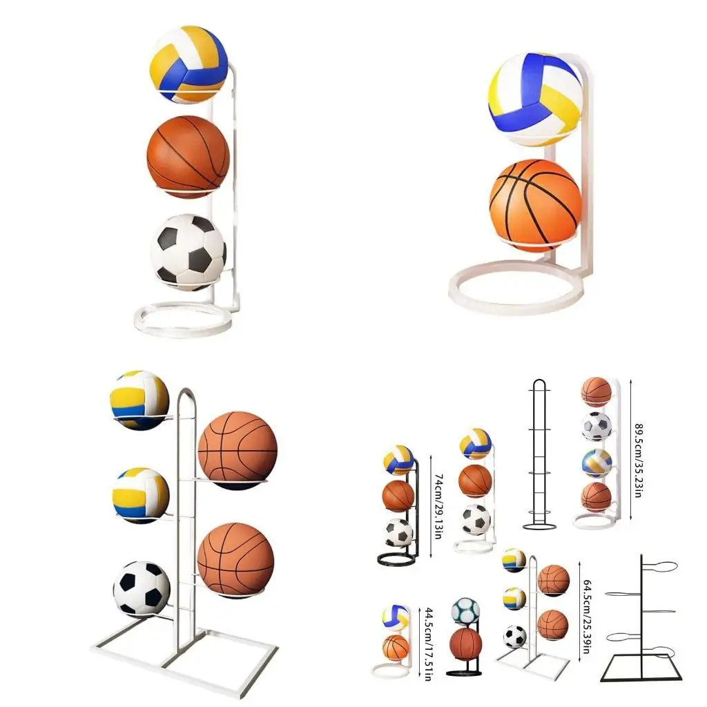 

R6FE Football Stand Multilayer Ball Storage Shelf Rolling Ball Vertical Display Rack