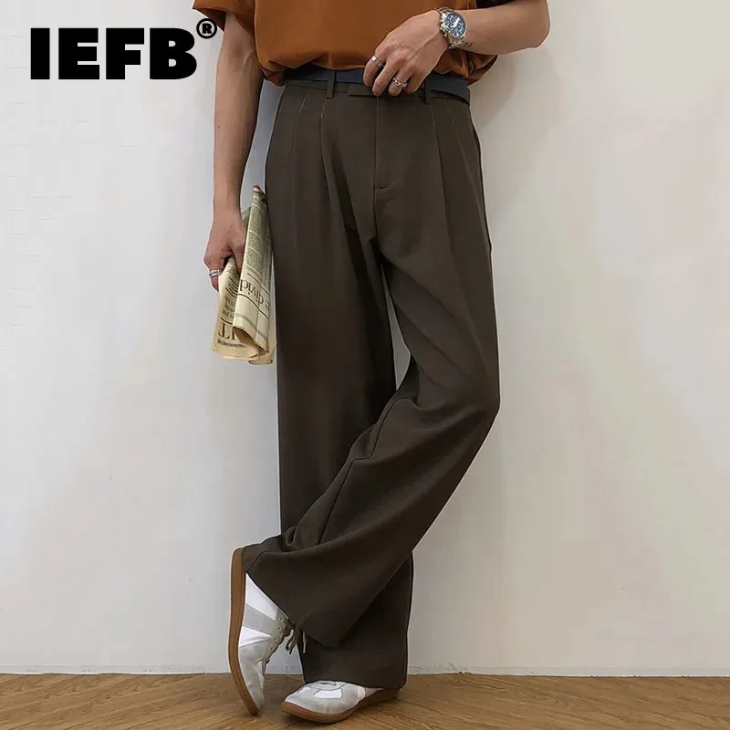 

IEFB Men's Wear New Korean Chic Male Suit Pants Casual Men's All-match Straight Trousers Wide Leg Vintage 2024 Autumn 9Y1937