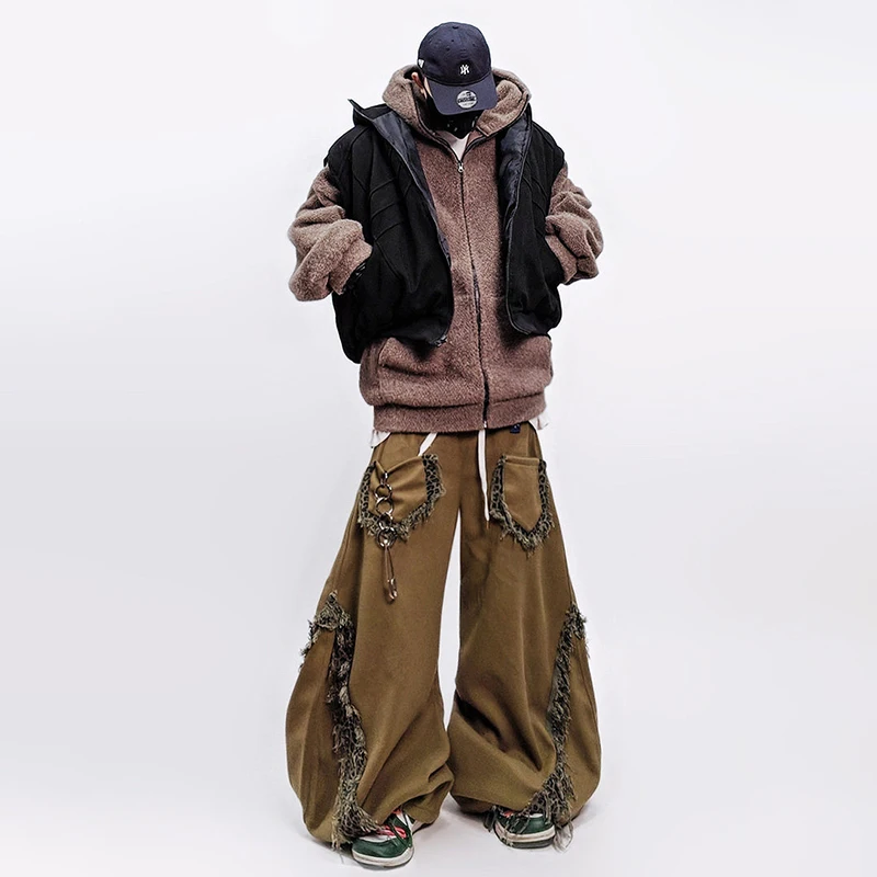LUZHEN 2026 New Hip-Hop Trendy Leopard Print Patchwork Design Pockets Decorate Casual Pants Men Street Original Trousers JY6192