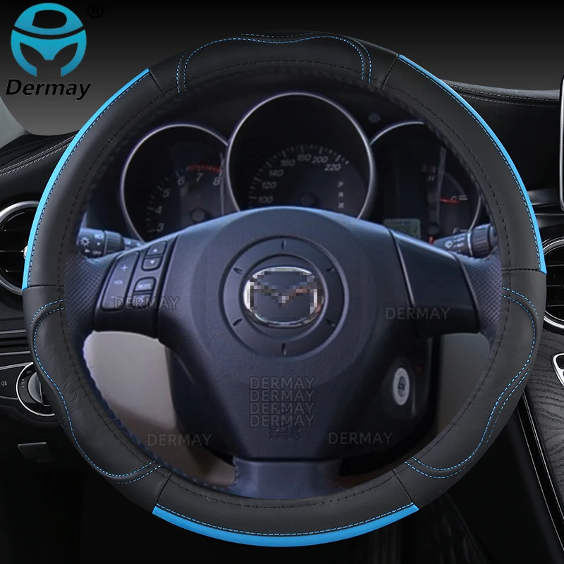 for Mazda 3 BK BL BM BN BP 2003~2022 Axela Genuine Leather Car Steering Wheel Cover Cowhide Sport Auto Accessories