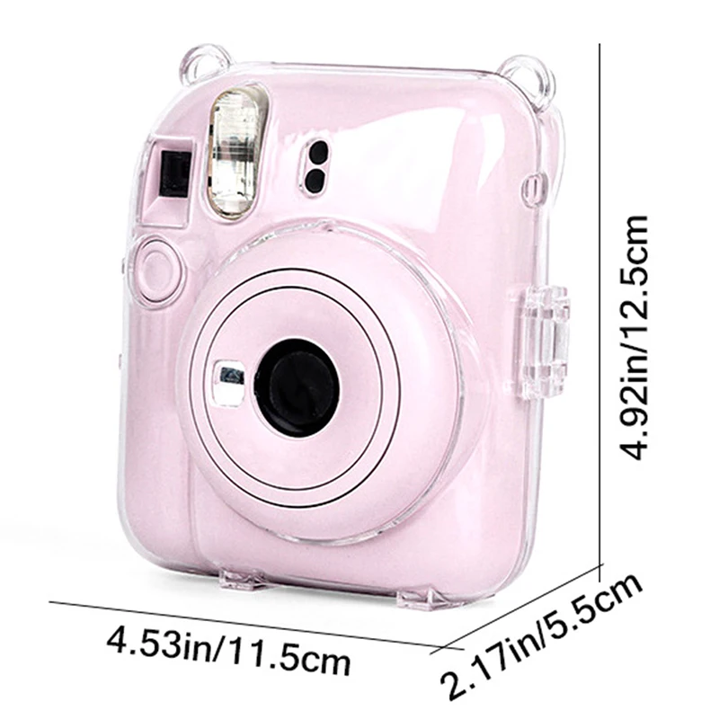【buji3c】1Pc Shiny Crystal Camera Case for Instax Mini 12 Transparent Glitter Cover Bag with Strap for Instax Mini 12 view 6