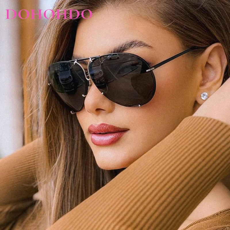 

2025 New Classic Pilot Oversized Men Sunglasses Vintage Metal Sun Glasses Women Mirror Gradient Colors Driving Male Shades UV400