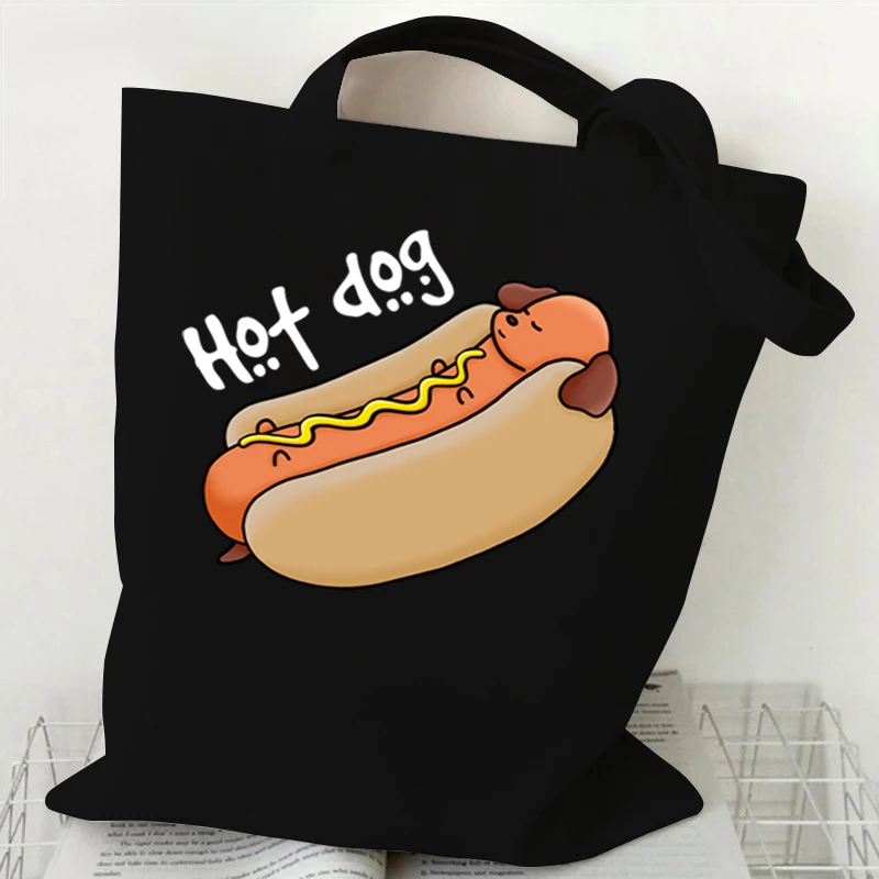 Canvas Women Bag Large Capacity Shoulder Bag Animal Puns Dont Ever Fur-get Me Dog Anime Cartoon Student Handbag Shopping Purse