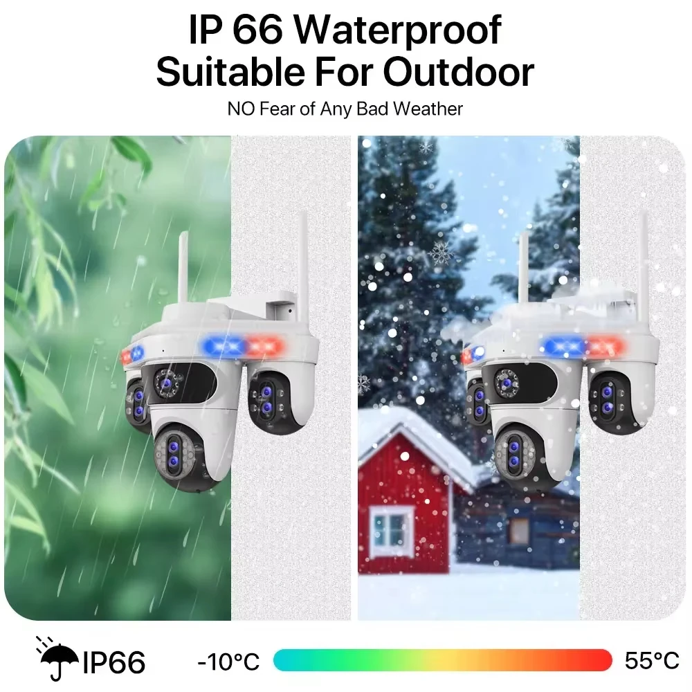 7 Obiettivo 4 Schermo 35MP PTZ Telecamera IP Telecamera di sicurezza WiFi wireless esterna Zoom 30x Telecamera CCTV con tracciamento automatico Impermeabile