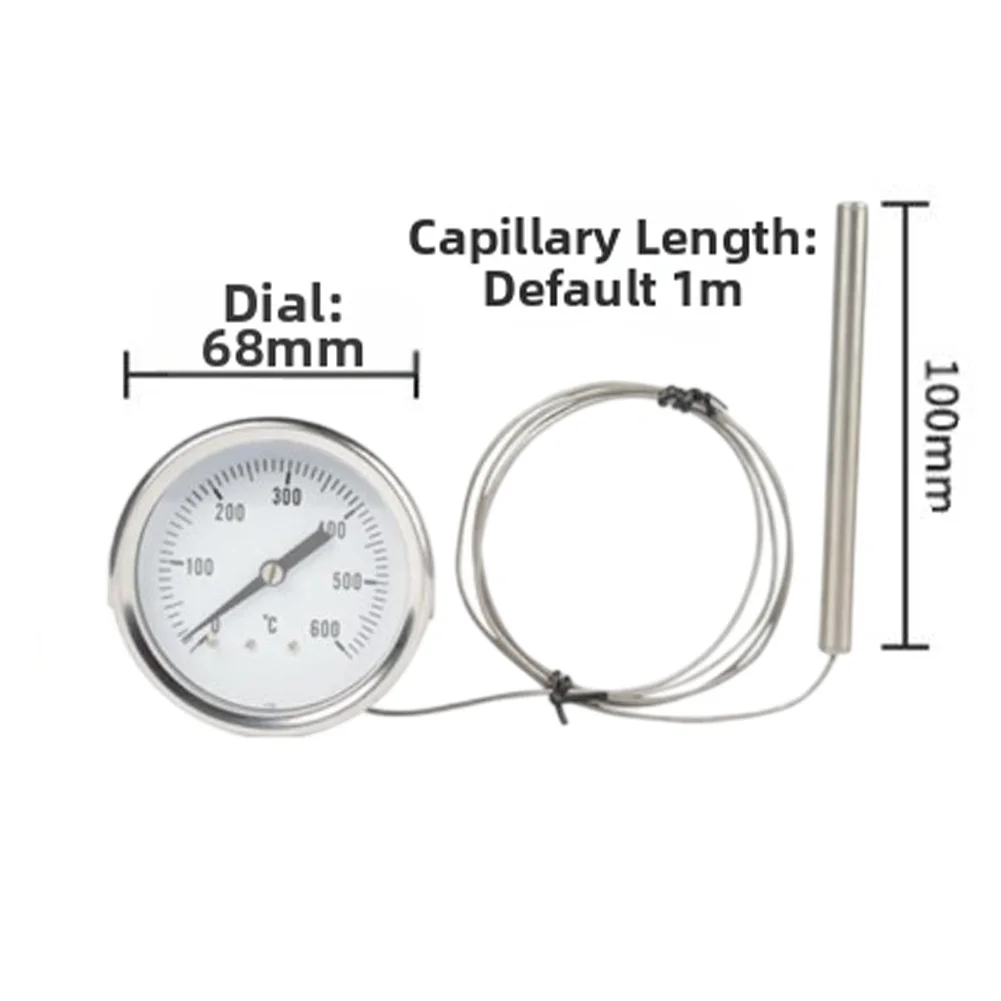 Industrial Thermometer High-Temperature Thermometer Safe Usage Reminder Rust-Resistant Material Wide Temperature Range