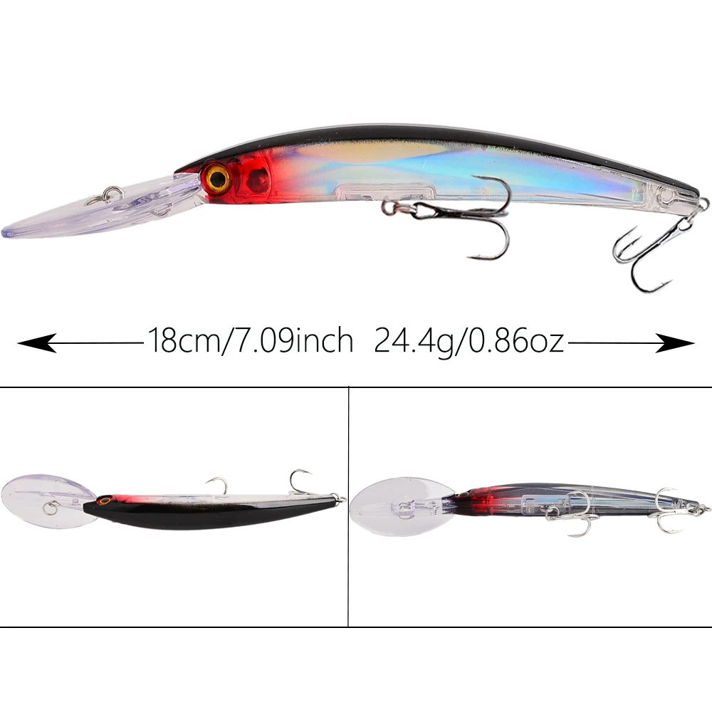 6pcs Minnow  Artificial Bait Kit 18cm/24g 3D Eyes Artificial Bionic Swing Hard Bait Tackle