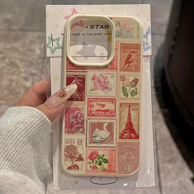 Vibrant Retro Stamp Lichee Design Cassa Del Telefono Per iPhone 17 16 15 14 Pro Max Plus Air 11 12 13 16 Plus XR XS 16E Copertura Antiurto