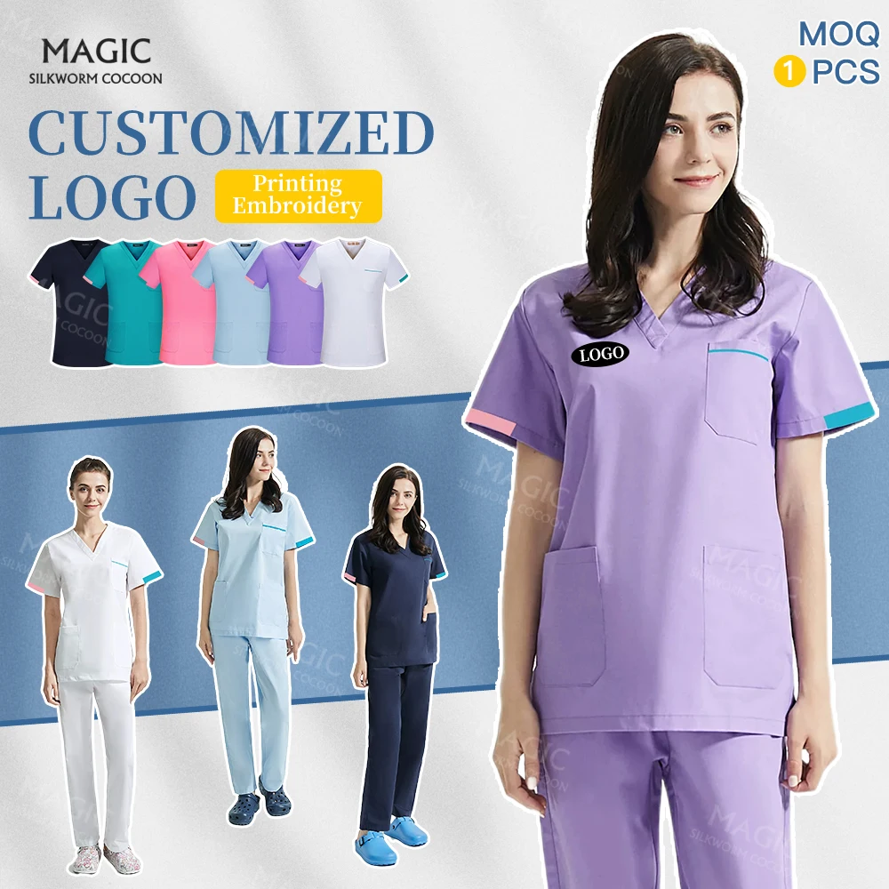 

Customized Logo Your Own Design Brand Logo/Personalized Custom Pet Grooming Vet Working Clothes Medical Uniforms Women Hospital