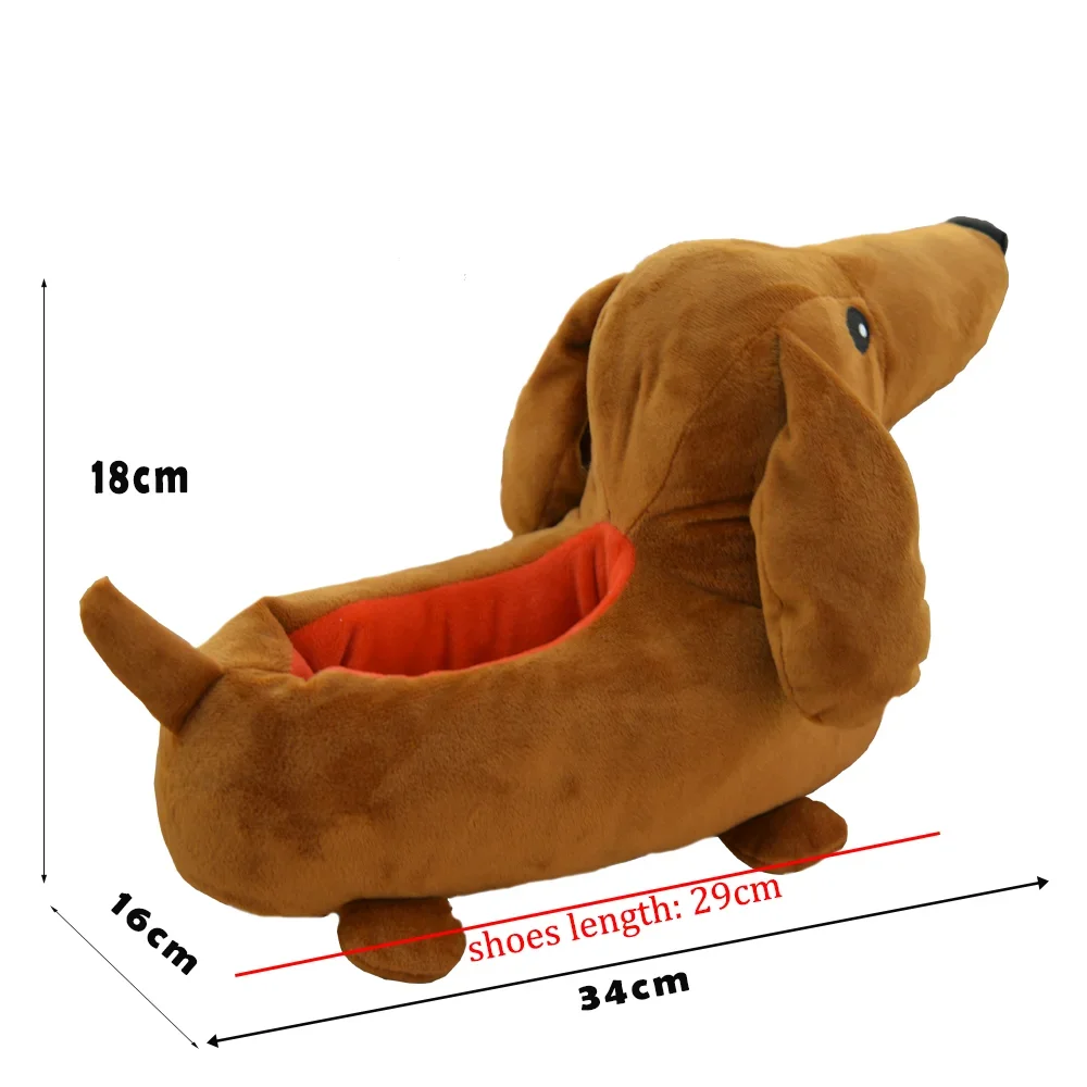 New Cartoon Dachshund Slippers Cartoon Weiner Dog Non-Slip Fuzzy Shoes Funny Animals Halloween House Slippers Birthday Gifts