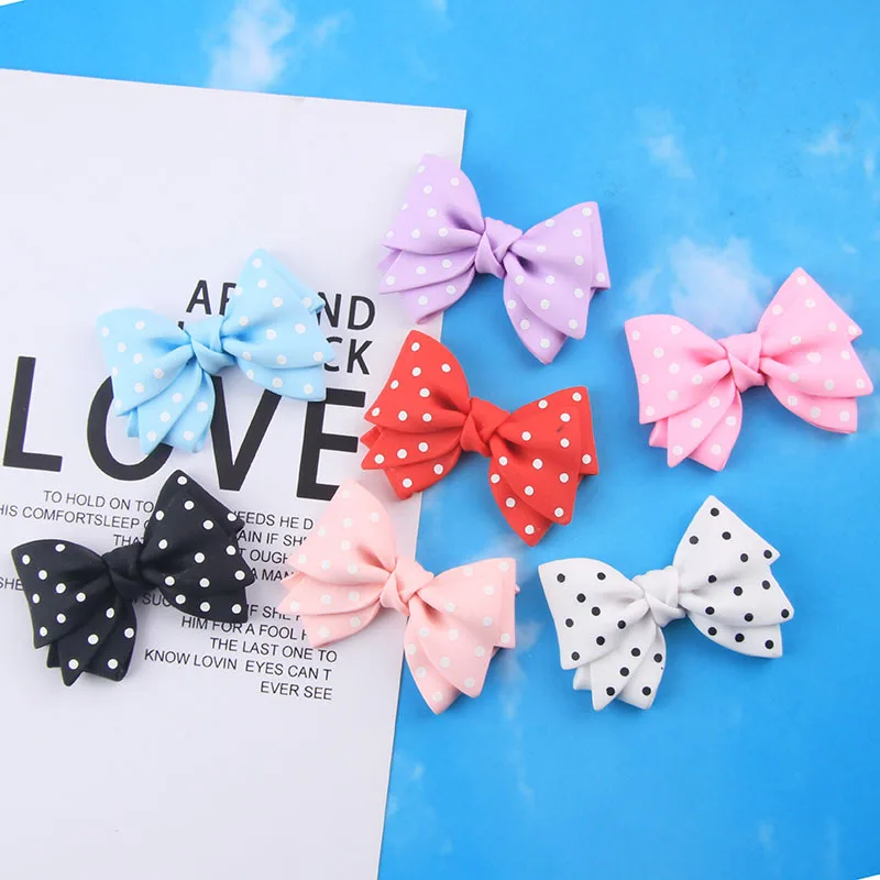 20Pcs Big Bow Flat Back Resin Cabochons Colorful Dotted Bowtie Scrapbooking DIY Jewelry Craft Decoration Accessories Bowknots