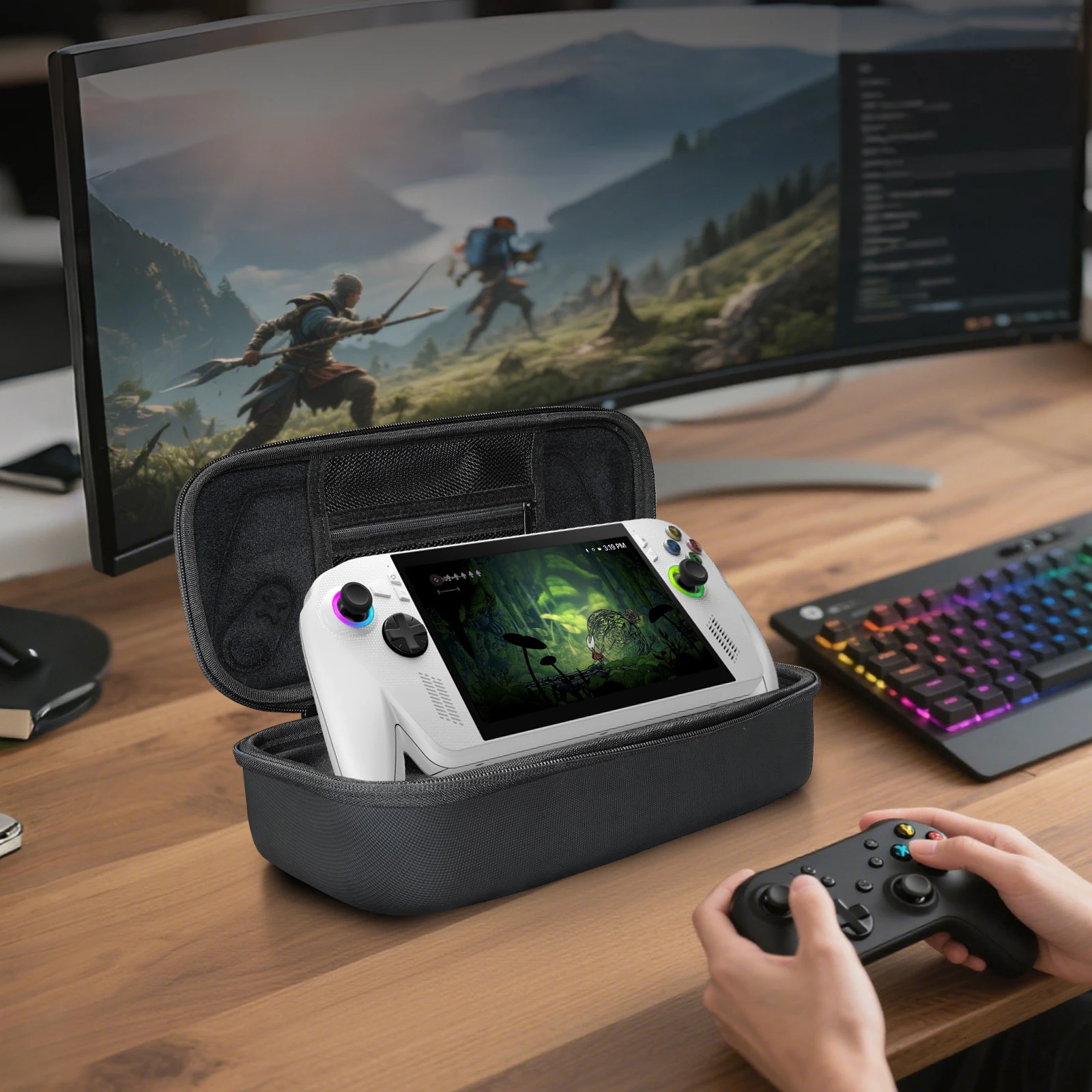 

Жесткий чехол-сумка из ЭВА для портативной игровой консоли ROG Xbox Ally/ROG Xbox Ally X с внутренними разделителями для хранения аксессуаров