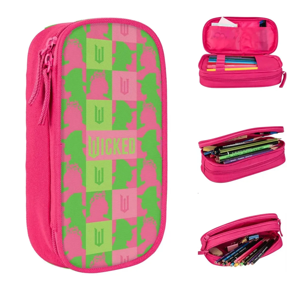 Cute Wicked For Good Pencil Cases Pink Green Pencil Pouch Pen Box for Student Large Storage Bag School Supplies Gift Stationery