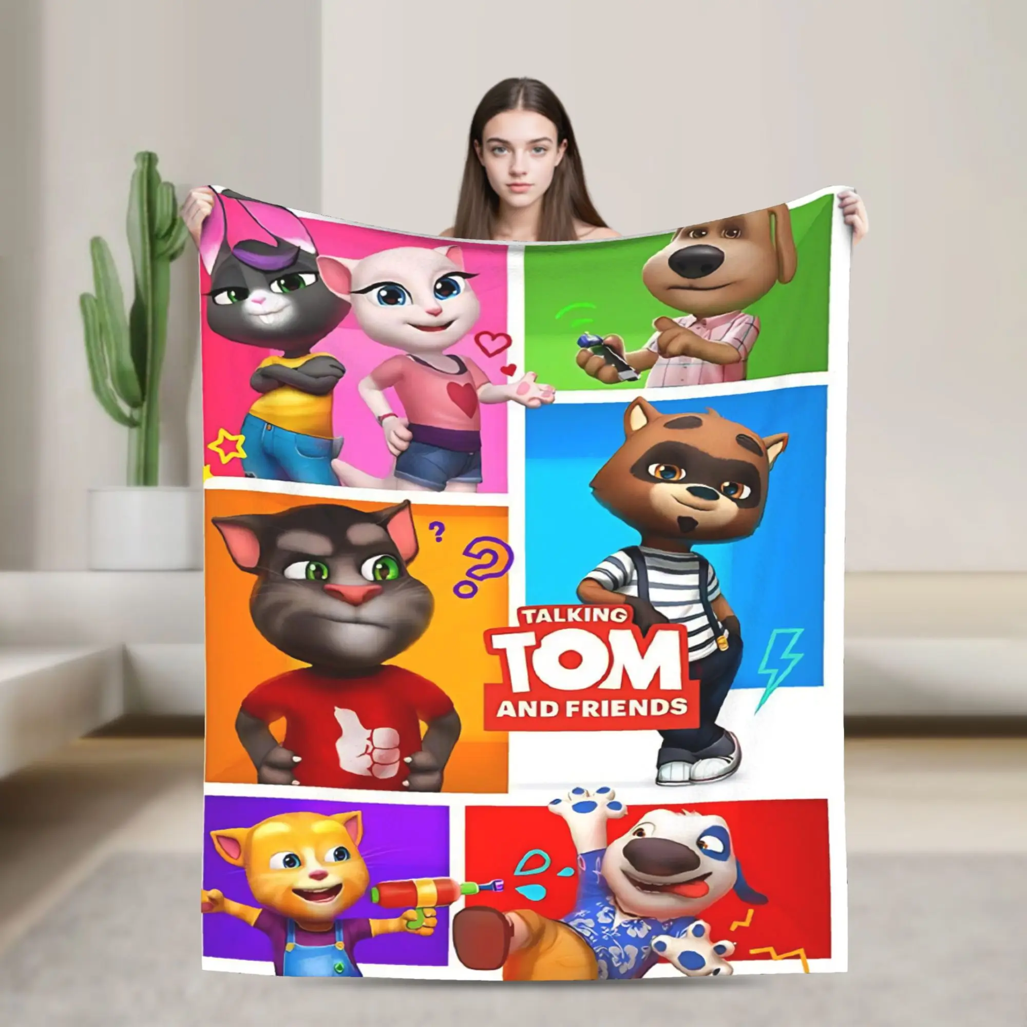 T-Talking T-Tom And F-Friends Throw Blanket for Couch Soft Fuzzy Plush Blanket 50x60 Inches Multi-size Bedspreads for All Season