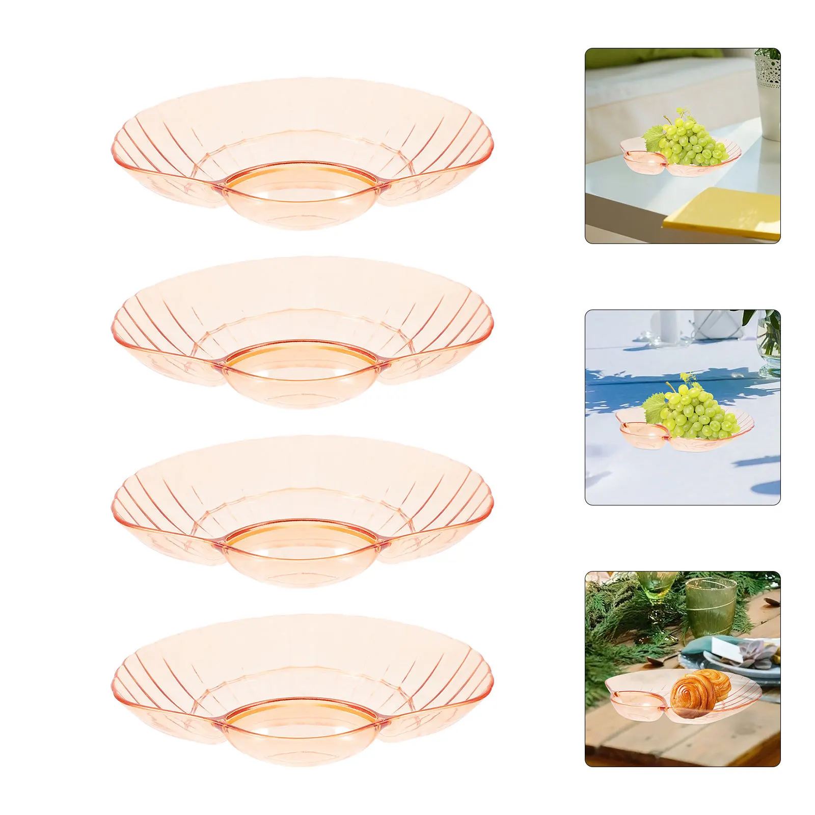 

4Pcs Shell Shaped Snack Tray Multi-Purpose Storage Plates for Dried Fruit Nuts Candy Snack Dish Food Tableware