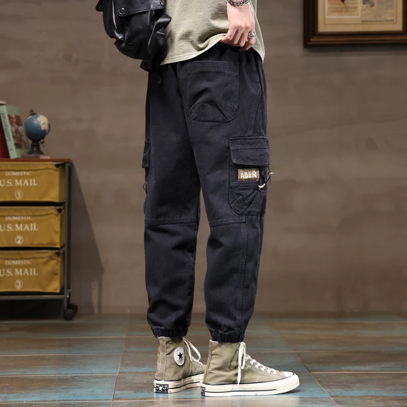 Men's Casual Pants Retro Washed Multi Pocket Wear-resistant Mountaineering Camping Overalls Y2K Street Hip-hop Men's Pants