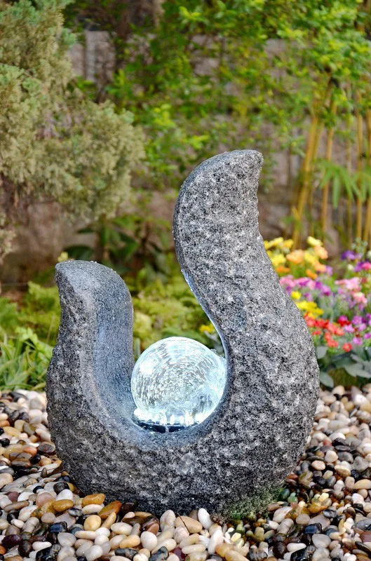 Picture 5: Indoor- Outdoor Home Garden Patio Decorative Stone Carving Black Granite Water Feature Fountain Ornament for Yard Lawn Deck Park