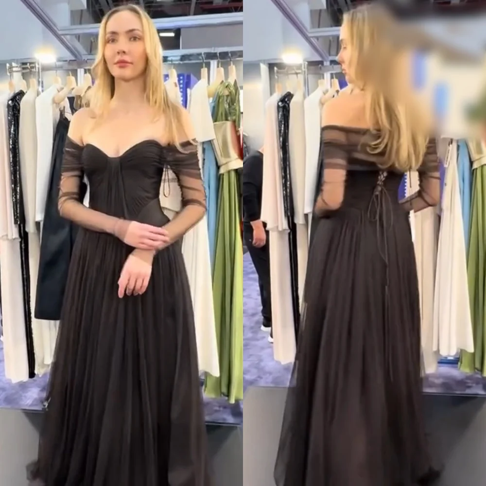 

Customized High Quality Chiffon Pleat A-line Off-the-shoulder Long Dresses Bespoke Occasion Fashion Formal