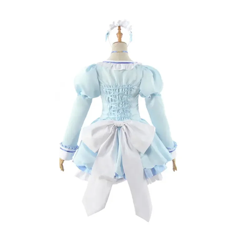 Disfraz de Anime nekotena Vanilla para niñas, peluca de sirvienta Lolita, vestido azul, espectáculo de fiesta de Halloween, trajes de juego de rol