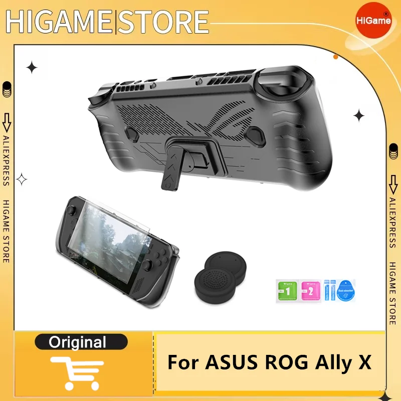 NEW JYS For ASUS ROG Ally X Handheld TPU Protective Case with Back Bracket Sweat-proof, anti-slip and anti-fall Gaming Accessori