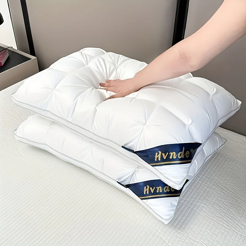 

2pcs Luxury 5-Star Hotel Quality Pillows, Deep Sleep Neck Support, Non-Collapse High Pillow Core for All Seasons, Hypoallergenic