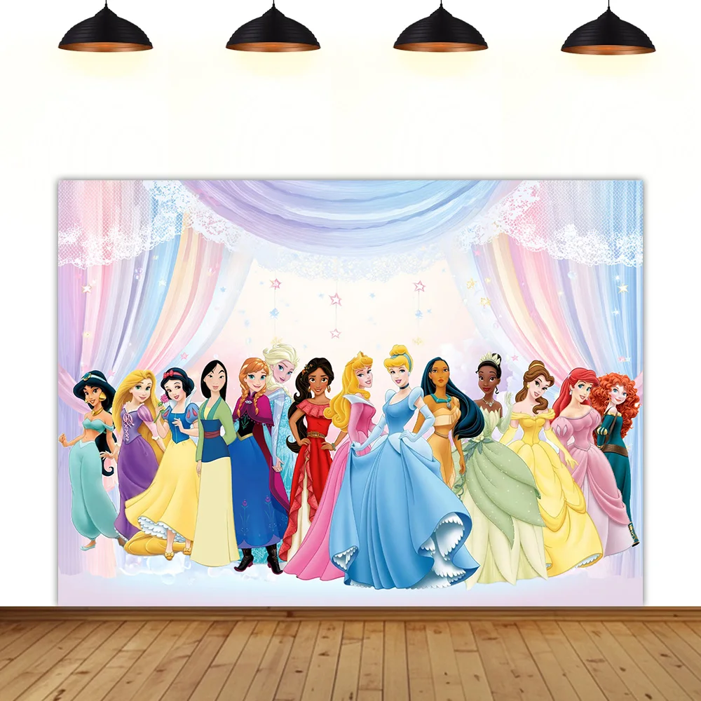 

Princesses theme birthday background party girl princess pretty pink collection photography decoration backdrop