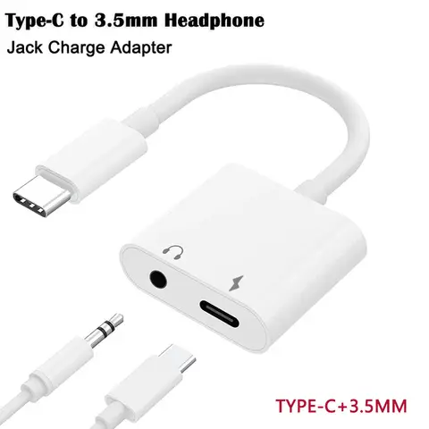 2in1 Audio Adapter USB C to 3.5 mm Jack Type-C/Dual TypeC jack Charging Aux Cable For Samsung Xiaomi Wired Earphones Connector