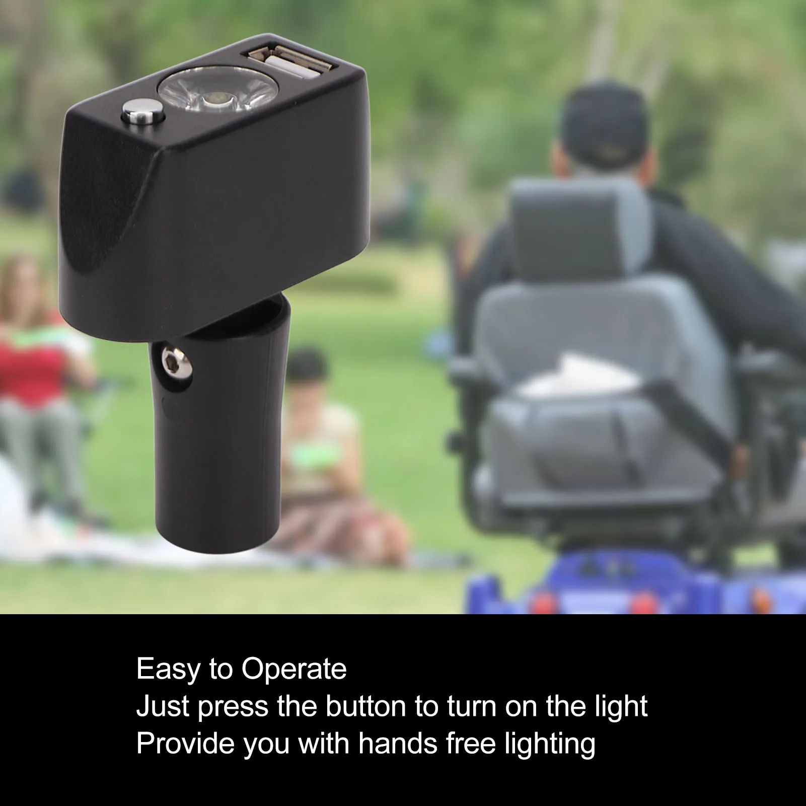 Electric Wheelchair Light 3 Pin XLR Head USB Charging Adjustable Angle LED Power Wheelchair Lighting Controller