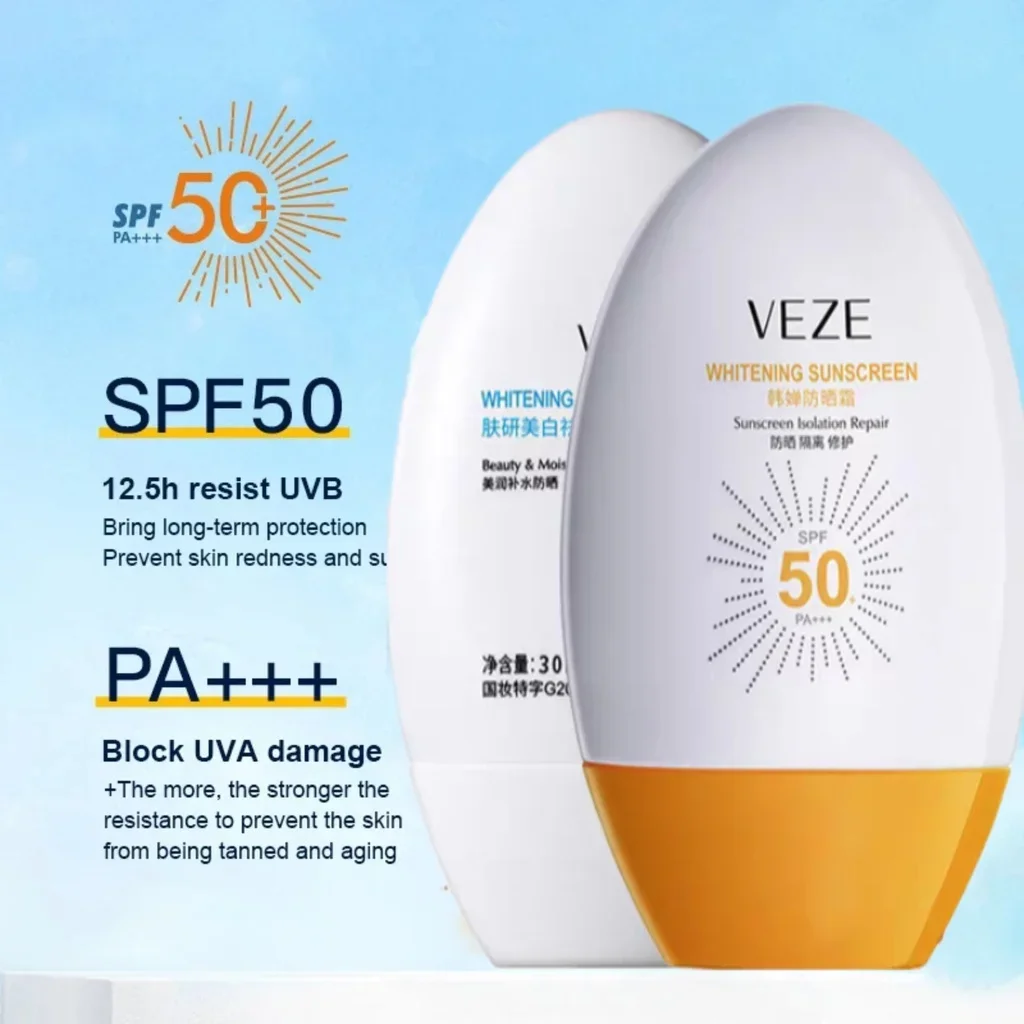 

Крем солнцезащитный VEZE SPF50 PA увлажняющий, интенсивный крем для точек и отбеливания, 45 мл