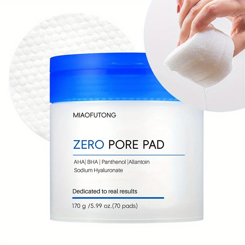 70 Pack Toner Cotton Pads with Zero Pores, Used for Exfoliating and Pore Care, Dual Texture Facial Cleansing Pad