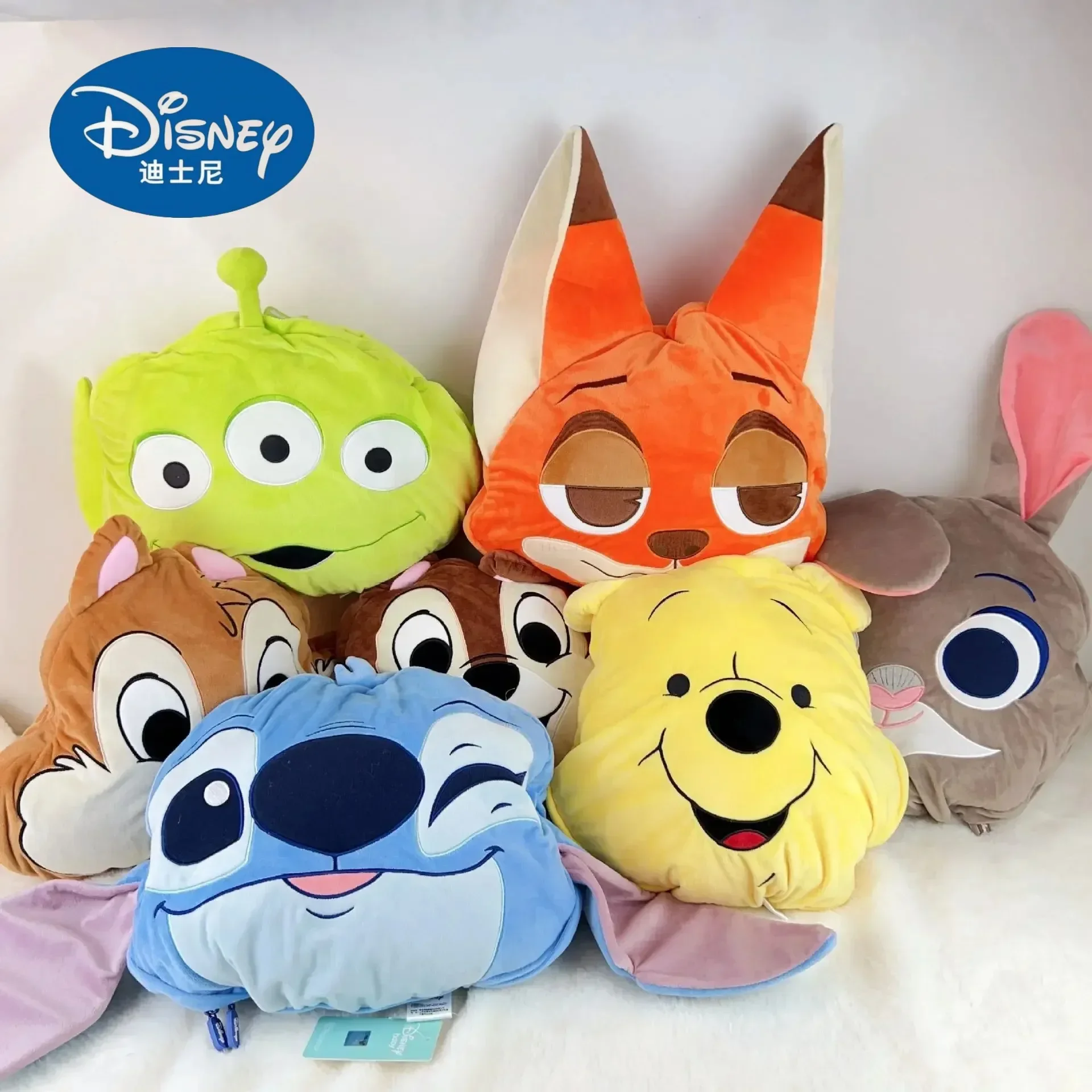 

Disney Blanket Stitch Plush Pillow Zootopia Dual Use Soft Stuffed Cushion Blanket Nick Air Conditioning Cushion Coral Fleece Gif