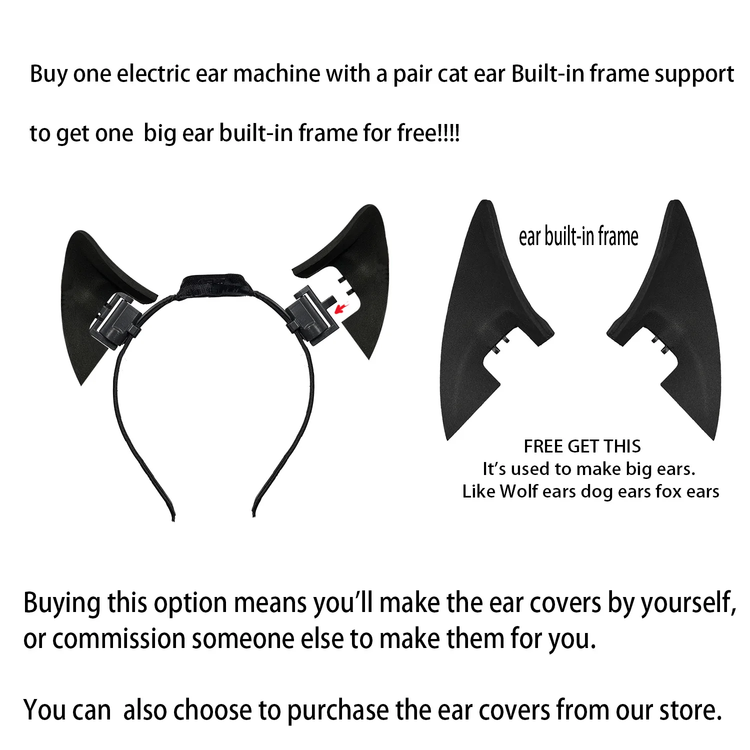 محرك أذن كهربائي فردي مصنوع يدويًا - ملحق أغطية الرأس لمحرك الأذن الحيوانية للمهرجانات والحفلات التنكرية