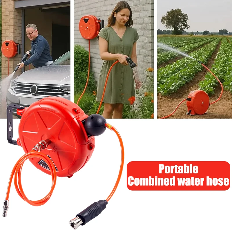 

8 мм автоматическая выдвижная катушка для шланга, настенное крепление, водяные трубки высокого давления, роликовый автомойка, держатель для садовой ирригационной водяной трубки