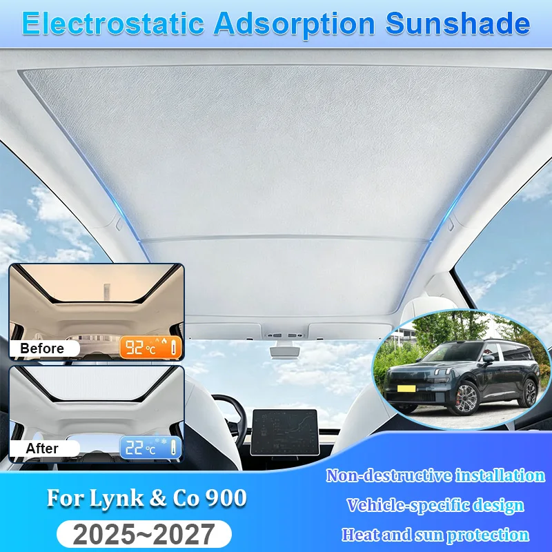 

For Lynk & Co 900 L946 2025 2026 2027 Car Roof Sunshade Electrostatic Adsorption Sunroof Sunshade Skylight Sun Protector Parts