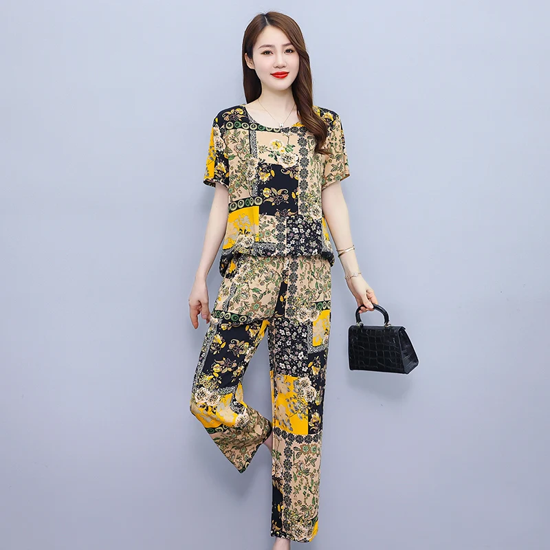 Summer Pant Sets for Women 2 Pieces 2023 New Casual Two Piece Set Women Outfit Korean Style Summer Clothes