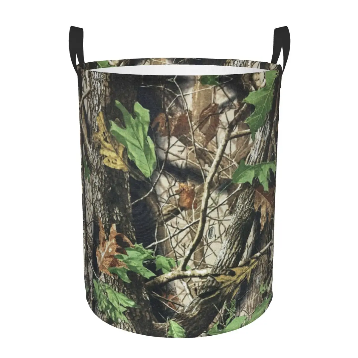 Custom Real Tree Camouflage Camo Pattern Laundry Basket Foldable Large Clothing Storage Bin Baby Hamper