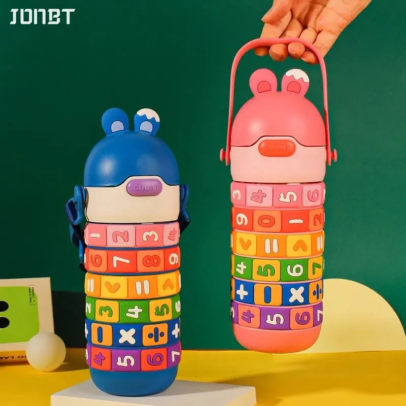 

Creative Kids Thermal Bottle Digital Puzzle Insulated Water Bottle Anti-Drop Portable Cartoon Straw Cup For Kindergarten Student