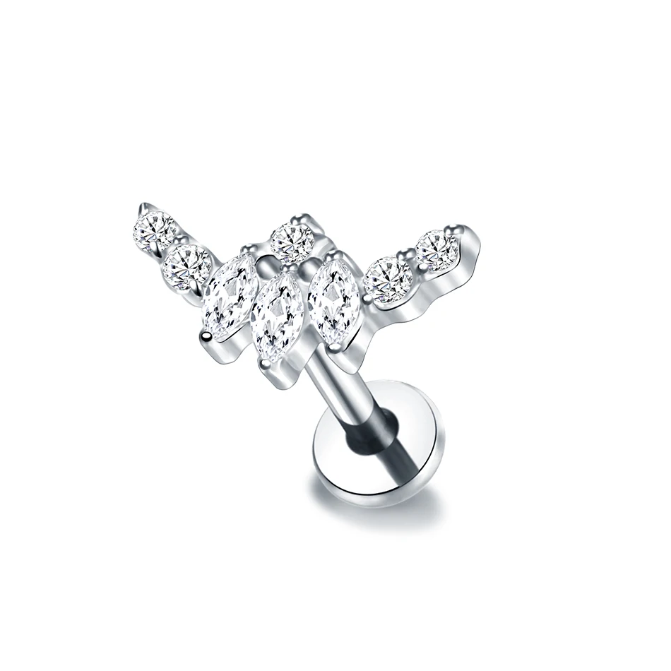 1PC Labret Piercing Titanium Goud Kleur Conch Helix Piercing Stud Oorbel Kubieke Zirkoon Lip Studs Ring Kraakbeen Oorbel Sieraden