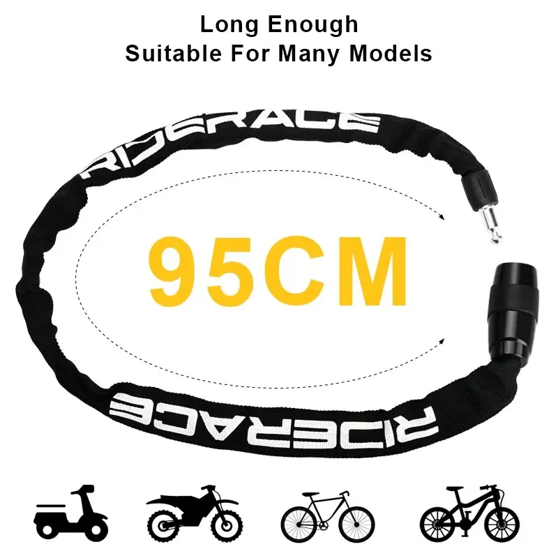 95cm Motorcycle Chain Lock Portable Anti-theft High Security MTB Mountain Bike Lock With 2 Keys For Scooter Electric E-Bike