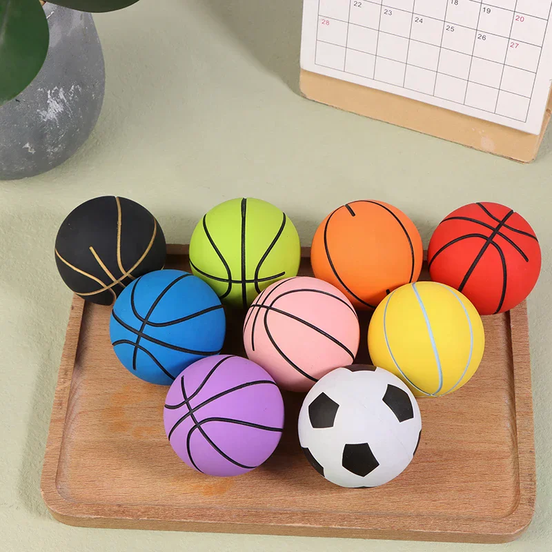 6CM 고탄성 미니 고무 농구공 디컴프레션 중공 탄성 공 어린이 장난감 야외 스포츠 해변 미니 농구공