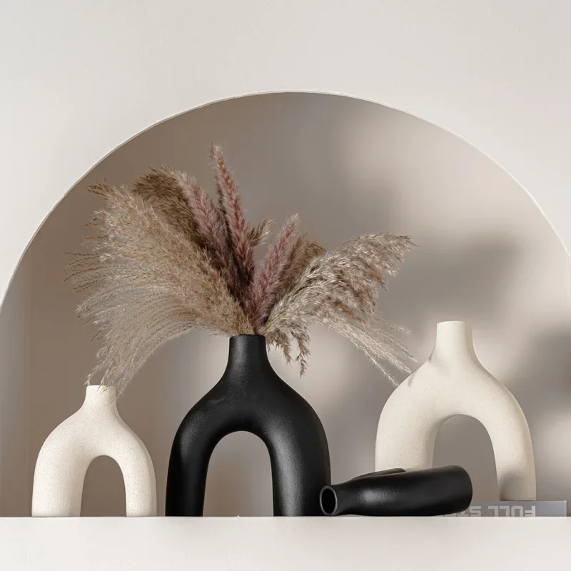 Minimalist Unglazed Ceramic Flower Vase Irregular Shape European Aesthetic Hydroponic Floral Ornament Living Room Home Decor