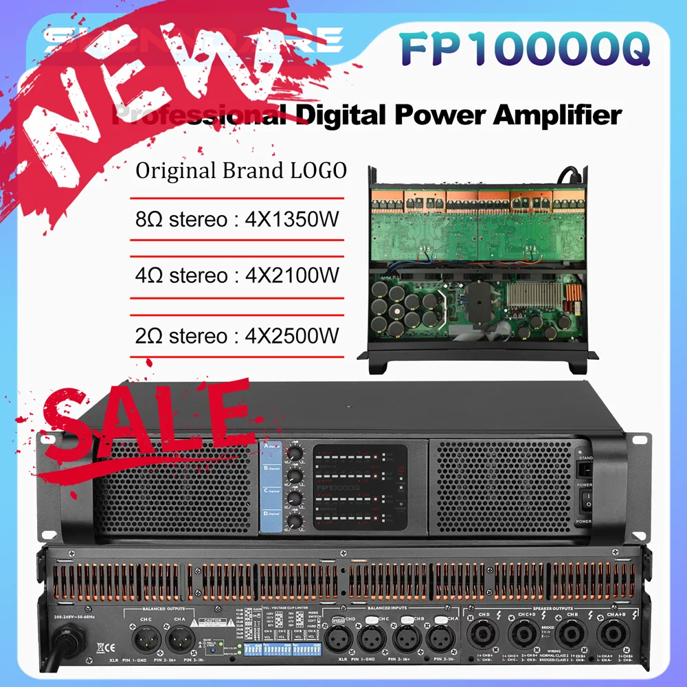 شعار أصلي FP10000Q مكبر صوت رقمي احترافي 4x1350 واط 8OHM مضخم صوت فرعي DJ من فئة TD 4 قنوات FP14000 مكبر صوت صفيف خطي 2X2350 واط 8OHM مسبق التضخيم