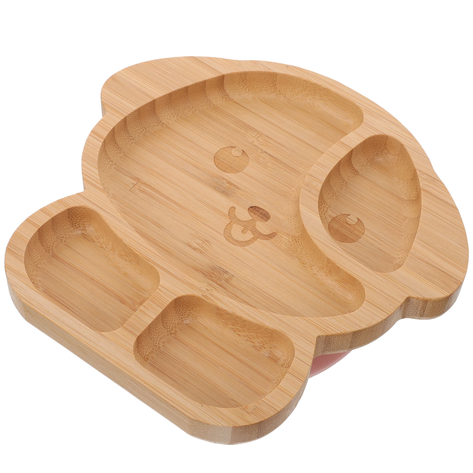 Piatto da pranzo in legno diviso Vassoio per alimenti per bambini Ventosa per alimentazione del bambino Vassoio da portata in bambù Piatto per bambini in legno Divisore per alimenti antiscivolo