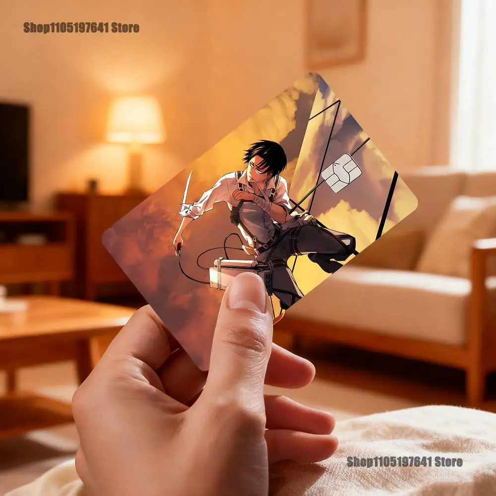 Anime L-Levi AckermanS Card Stickers Credit Visa Debit Bank Charge Card Bus Metro Waterproof Sticker Decal Decoration