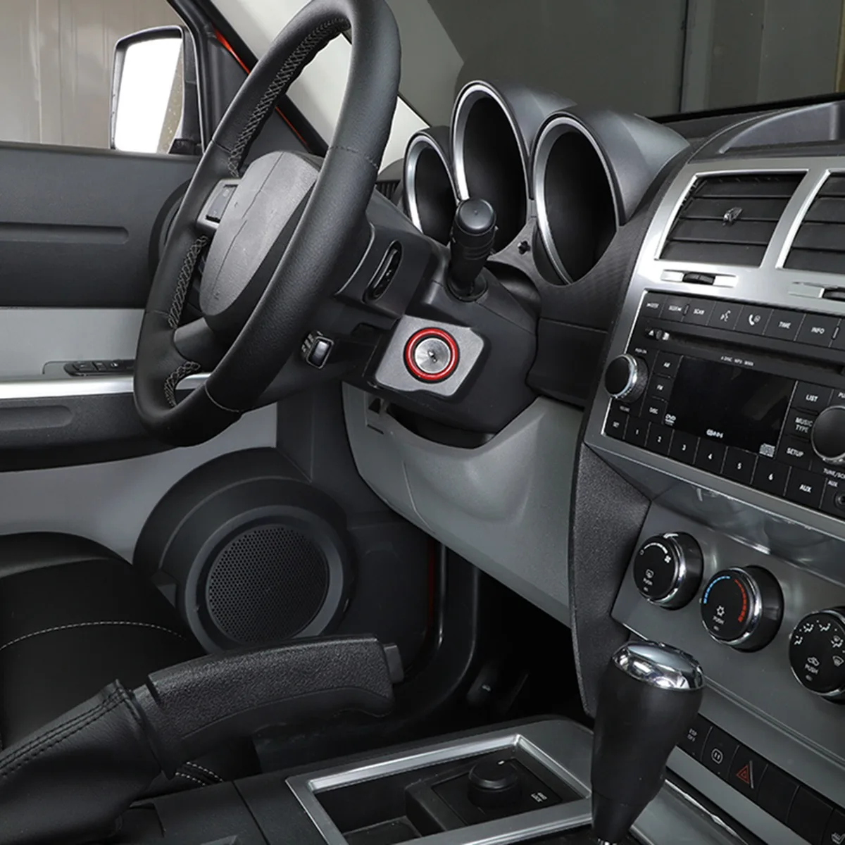 ديكور مفتاح محرك السيارة وإيقافه ، غطاء حلقي لسيارة دودج نيترو ، إكسسوارات إشعال داخلية ، أحمر