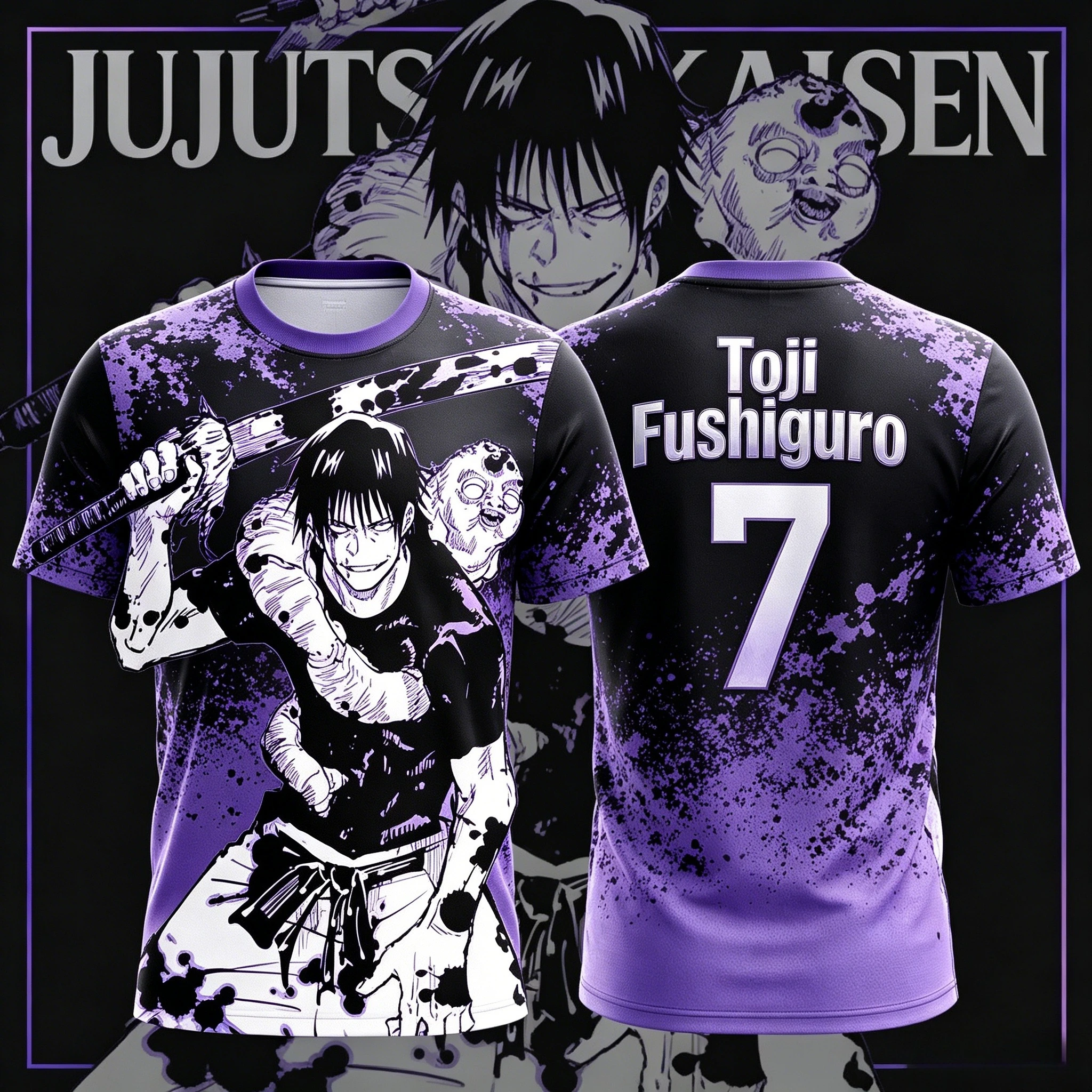 2026 New JUJUTSU KAISEN NO.10 NO.7 Toji Fushiguro Anime T-Shirt Adult Men's 3D Printed Special Football Jersey T-Shirt Kids Y2k