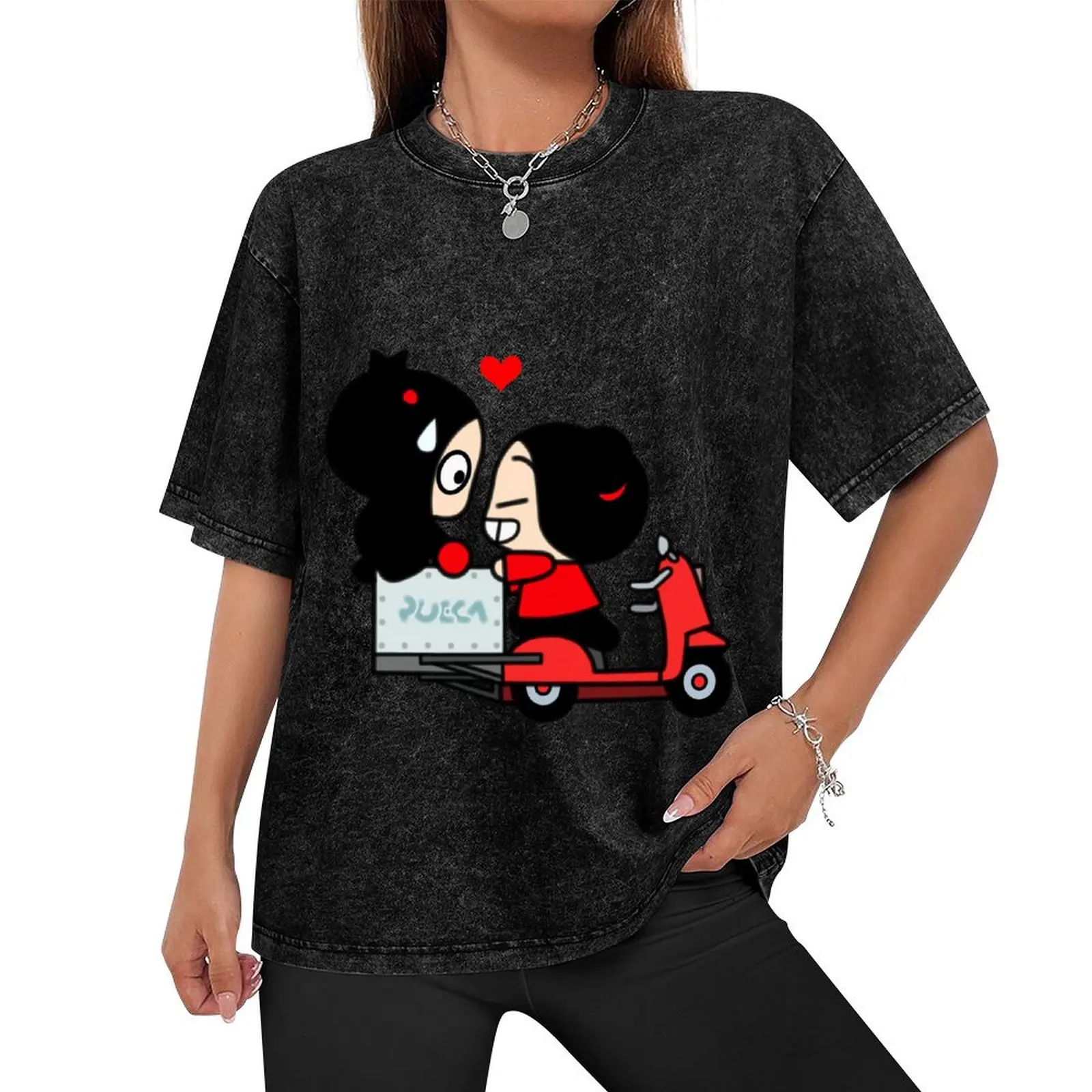 Pucca X Garu (Scooter) T-Shirt shirts graphic tee kawaii clothes mens designer t shirt