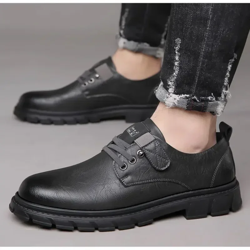 Men Casual Shoes Work Shoes Slip-on Shoes Comfortable Leather Shoes Loafers Work Labor Protection Outdoor Casual Leather Shoes