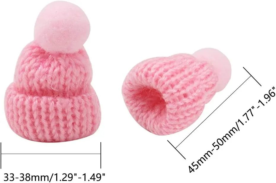 1 Bag 60 Pcs Mini Christmas Knitting Wool Yarn Hats, Cute Hats Small Handmade Wool Woven Hat Decorations for Miniature Work