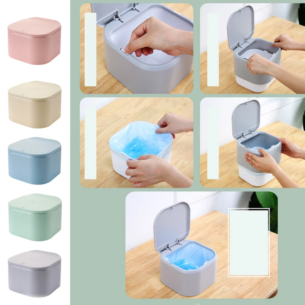

Push Type Mini Waste Bin Home Office Bathroom Trash Can Desktop Garbage Box Table Dustbin Sundries Bins(Green)