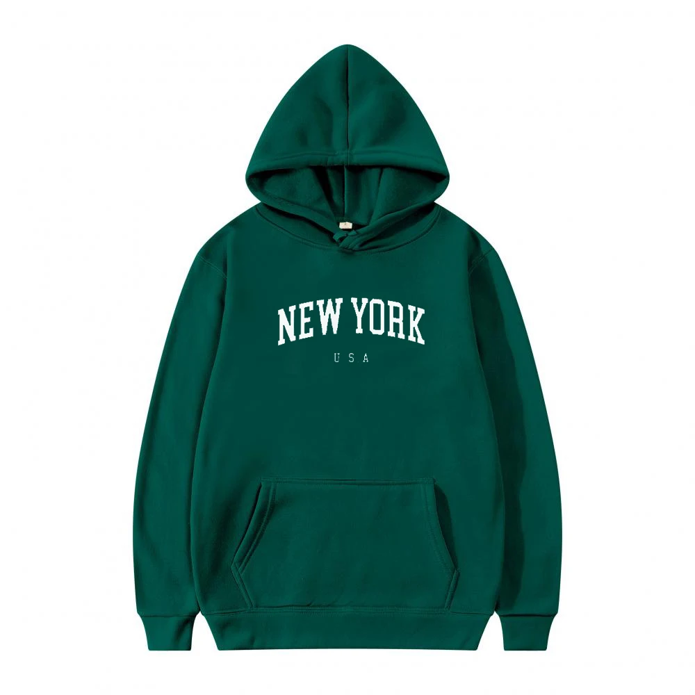 

NEW YORK Letter U.S.A City Print Hoody Men Fashion Casual Long Sleeves Hooded Loose Oversize Pullover Hoodie Street Sweatshirt